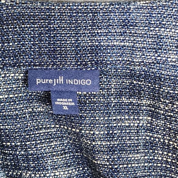 Pure J Jill Indigo Blazer Jacket Blue Cardigan XL Button Front Blue Tweed - Picture 2 of 7